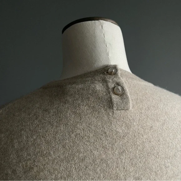 Smiley 100% Cashmere Oatmeal Crewneck Sweater Jumper Small - Picture 5 of 8
